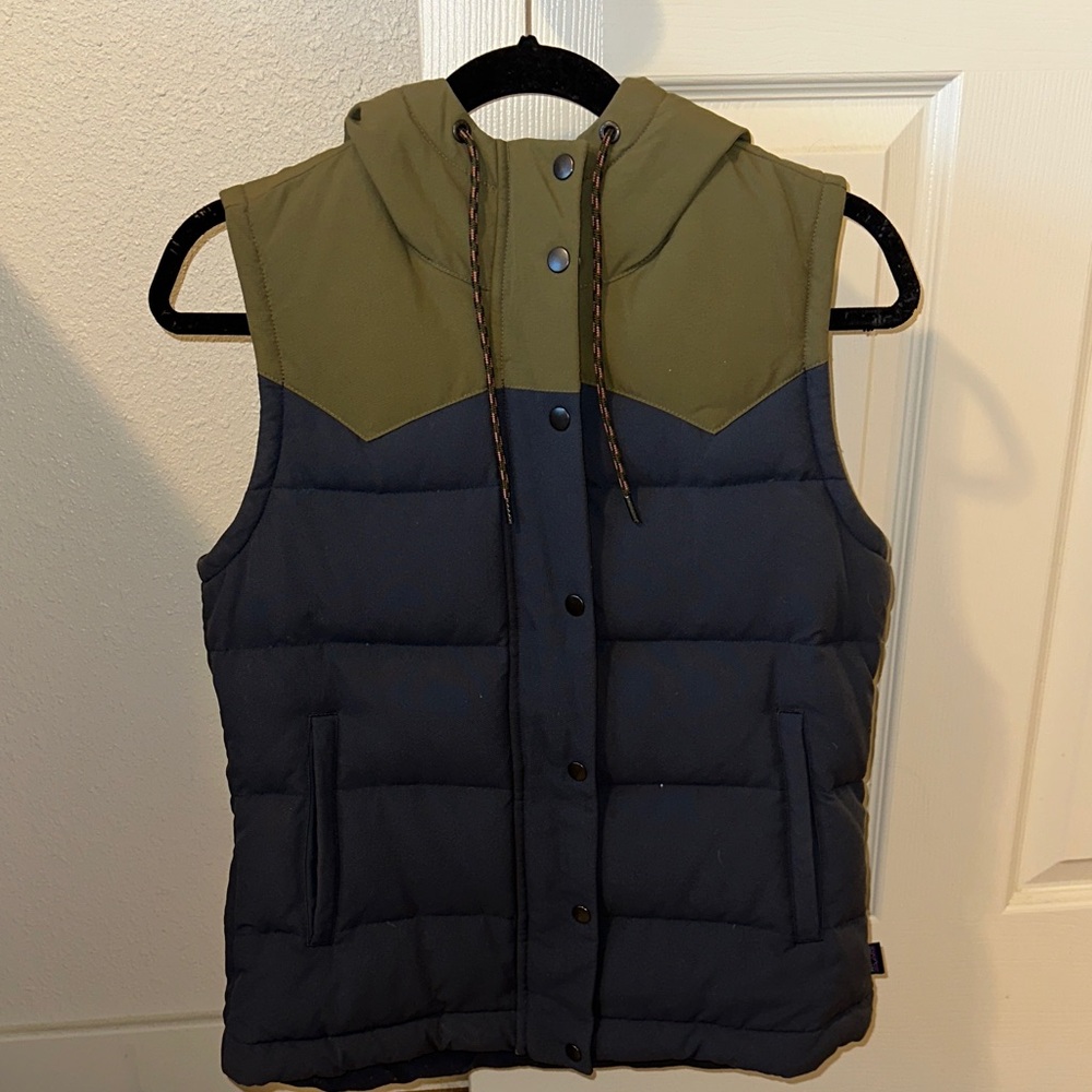 Patagonia Olive and Charcoal Hooded Vest